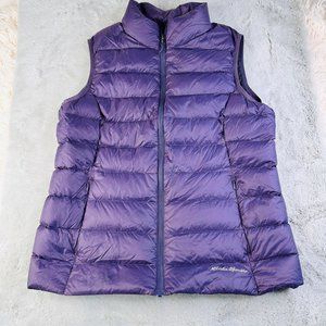 Eddie Bauer Down Vest Womens Medium EB 650 Purple Puffer Packable Lightweight